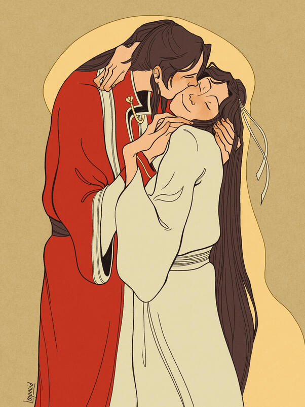 Two characters, painting recreation