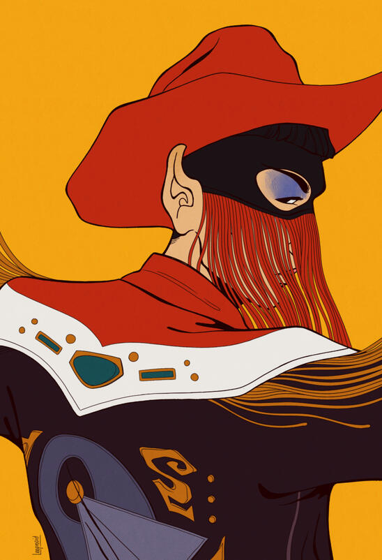 One character, plain background, some details